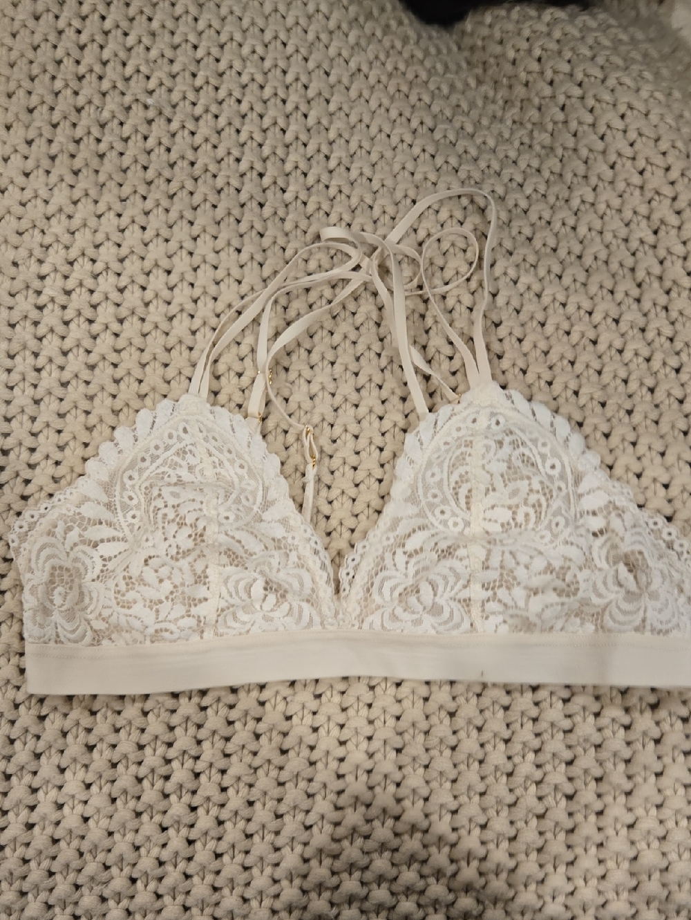 aerie White Lace Triangle Bralette Size M